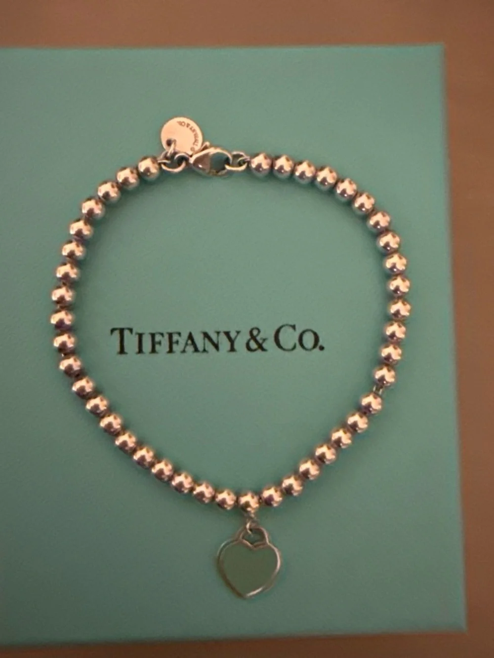 Tiffany & Co. Silver Bead Bracelet with Open Heart Charm